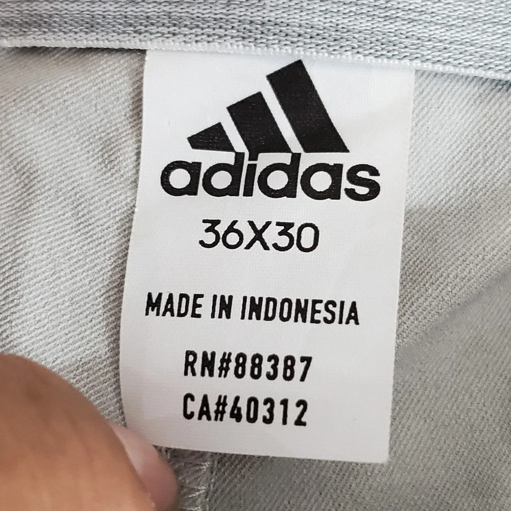 Adidas Men Pants 36X30 Light Gray Chino Golf Nylon Straight Pockets 27